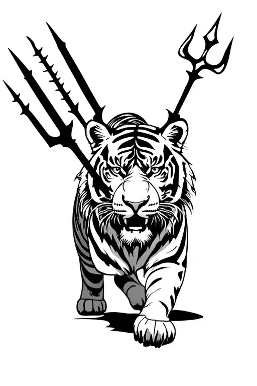 Full Tiger Walking And Trident