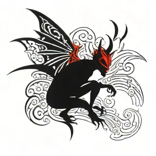 Devil Man With Wings And Red Hair Like Fire