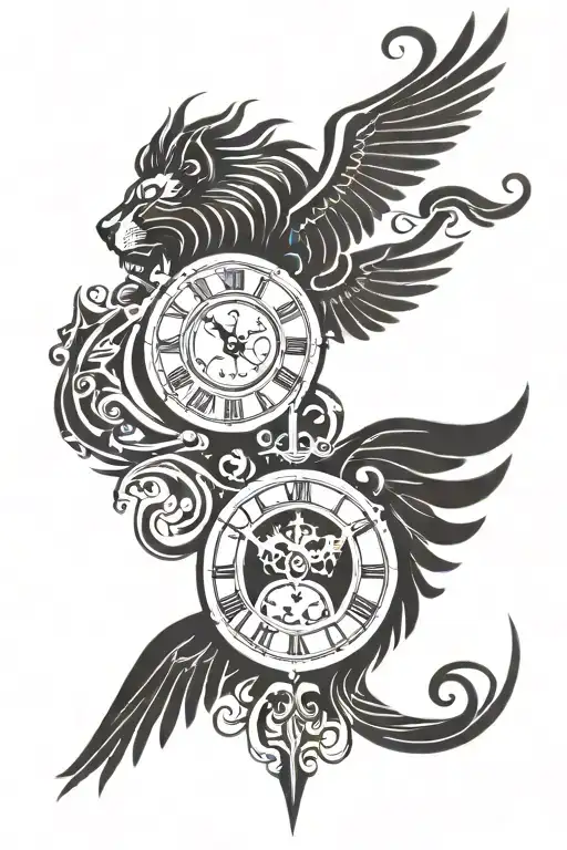Angle Wings & Lion Head & Clock & 630