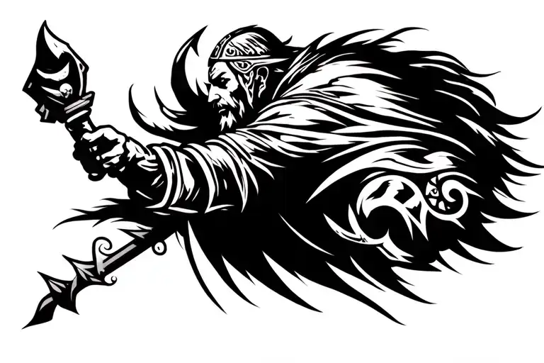 Viking Warrior Wielding