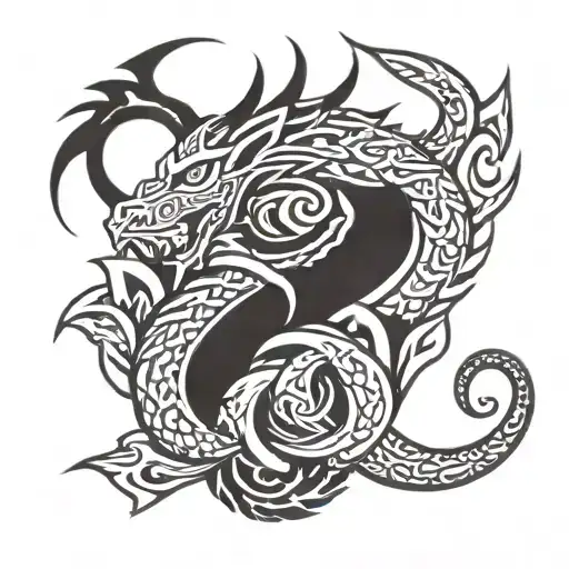 Viking And Dragon Intertwined