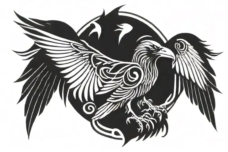 Skaldic Raven Flying Symmetrycal