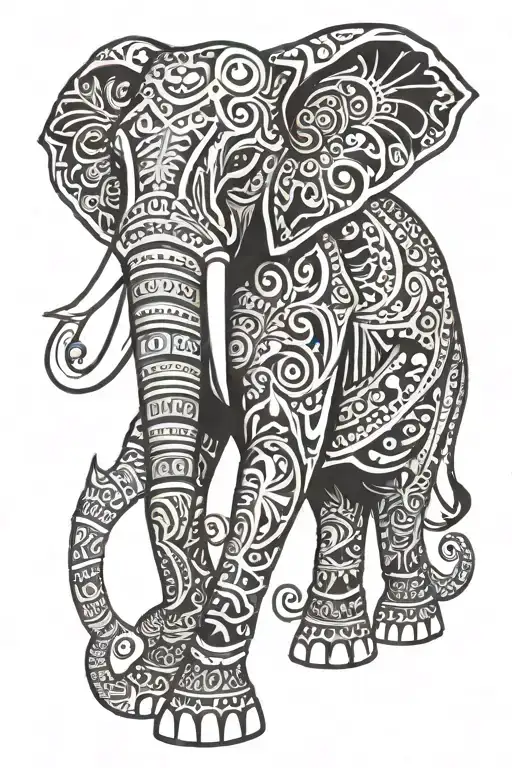 Elephant Adorned With Traditional