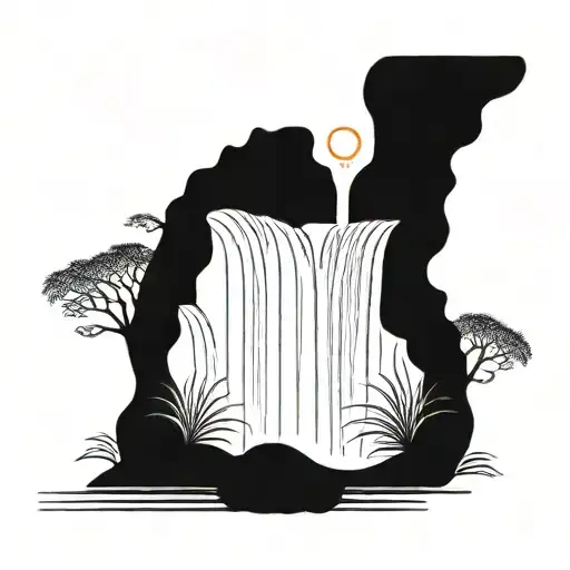 Waterfall Sunset Background