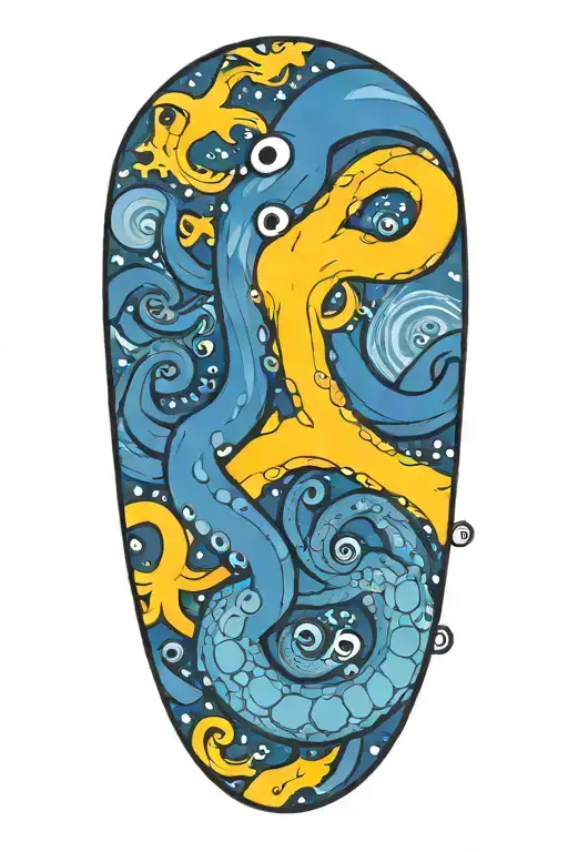 Octopus Van Gogh Starry Night Swirl