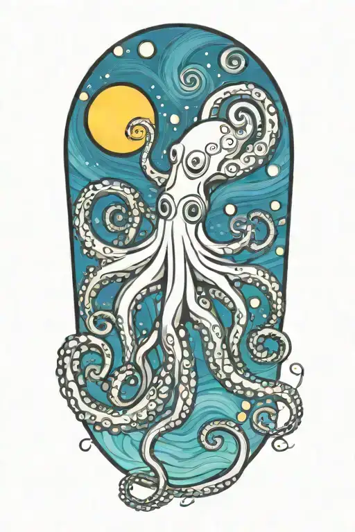 Octopus Van Gogh Starry Night Swirl