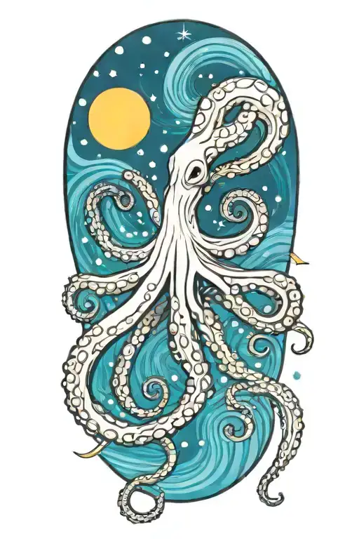 Octopus Van Gogh Starry Night Swirl