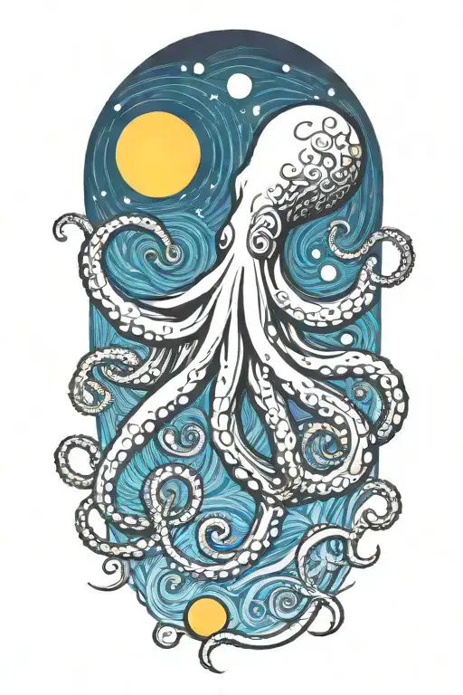 Octopus Van Gogh Starry Night Swirl