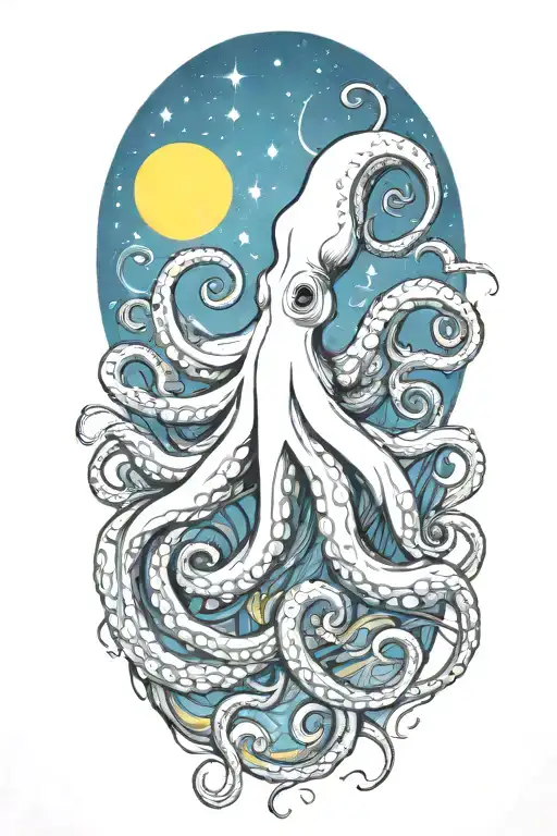 Octopus Van Gogh Starry Night Swirl