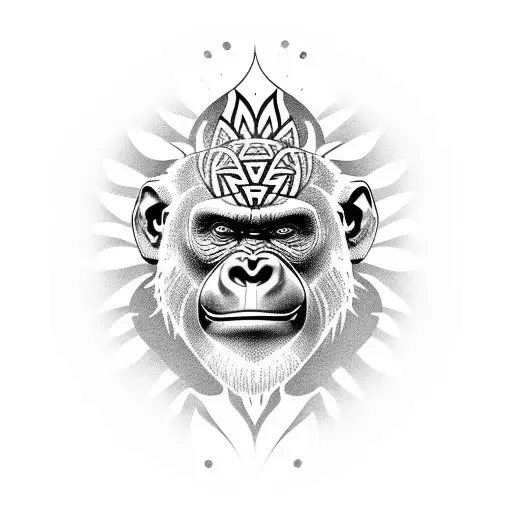 Lotus Flower Merging With A Gorilla Face
