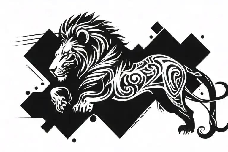 Leo Galaxy Lion Tattoo Design