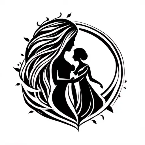 Tattoo Design Of Mother Protecting Daughter Symbol
