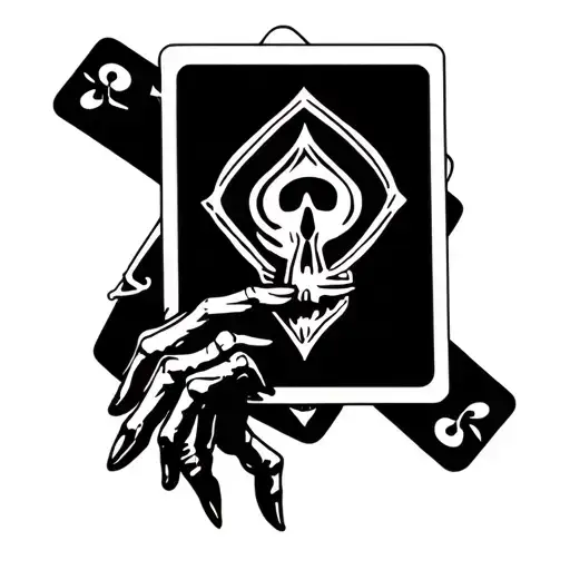 Skeleton Hand Holding Smoking Cards