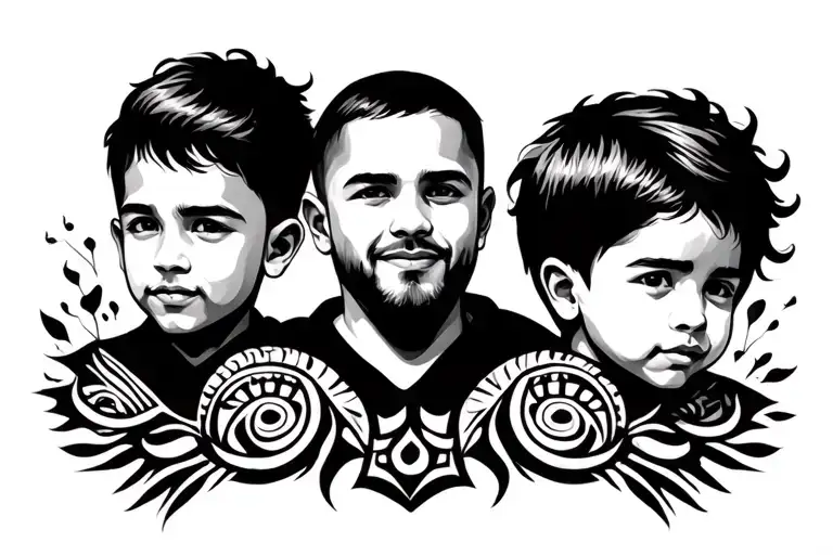 Father With Two Boys