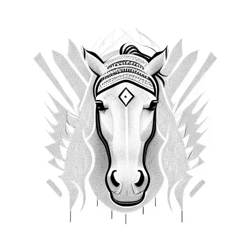 Horse Head With Tribal Inscriptions