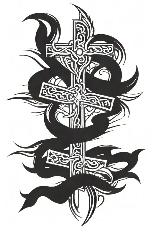 Cross Tattoo Design With Picture Of Christ And Picture For My Dad Mom And Brother