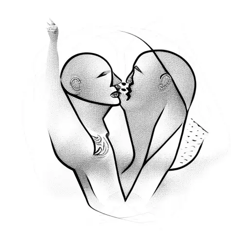 Dance Couple Abstract Line Art