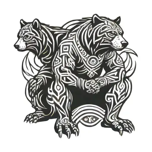 Warrior And Black Bear Sitting