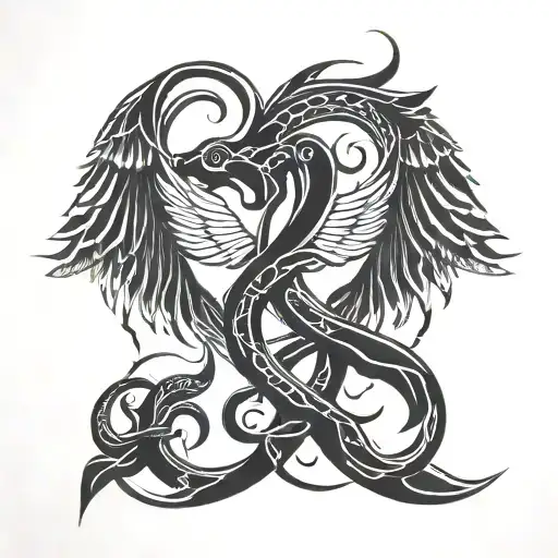 Sigil Tattoo Snake And Wings Gemini Symbol