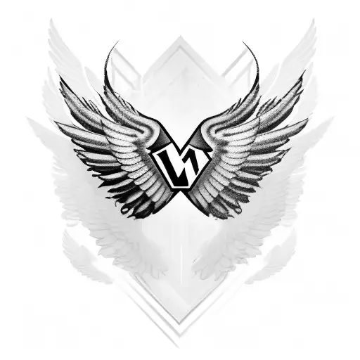 Wings With The Letter E In Left Wing And The Letter M In The Right Wing