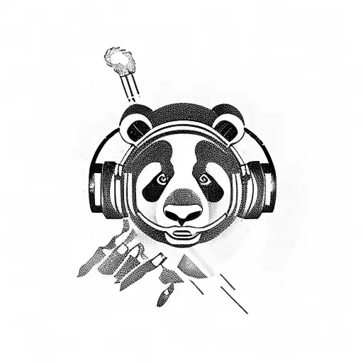 A Panda Dj Wearing Headphones And Holding An Electronic Cigarette