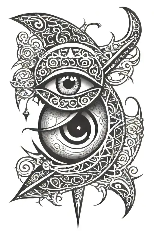 Dagger Inside A Moon With An Eye In The Handle