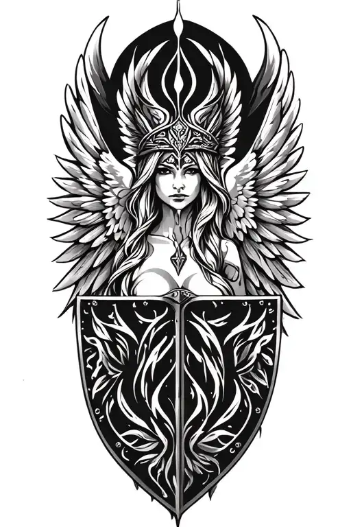 Valkyrie Sheild Maiden With Wings