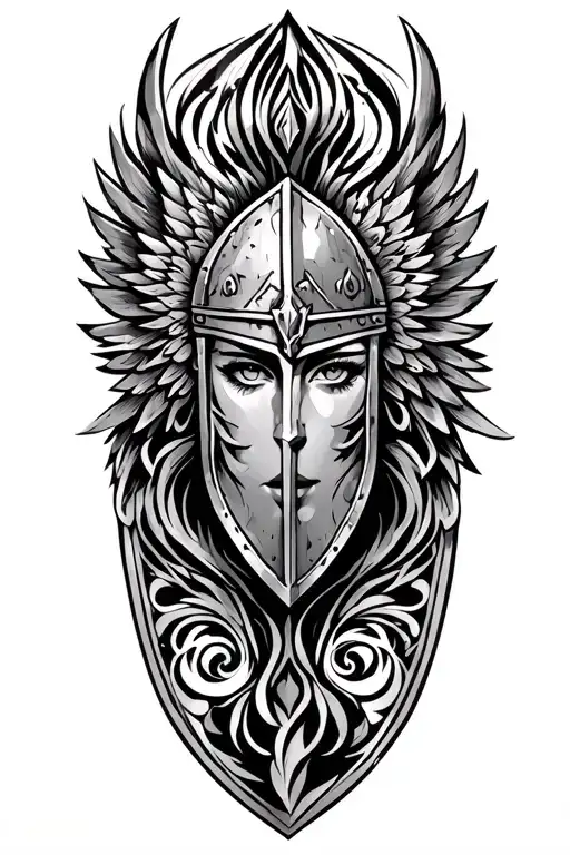 Valkyrie Sheild Maiden With Winged Helm With Wings