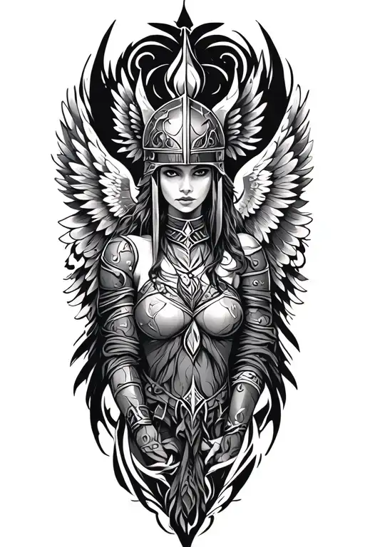 Valkyrie Maiden With Winged Helm With Wings