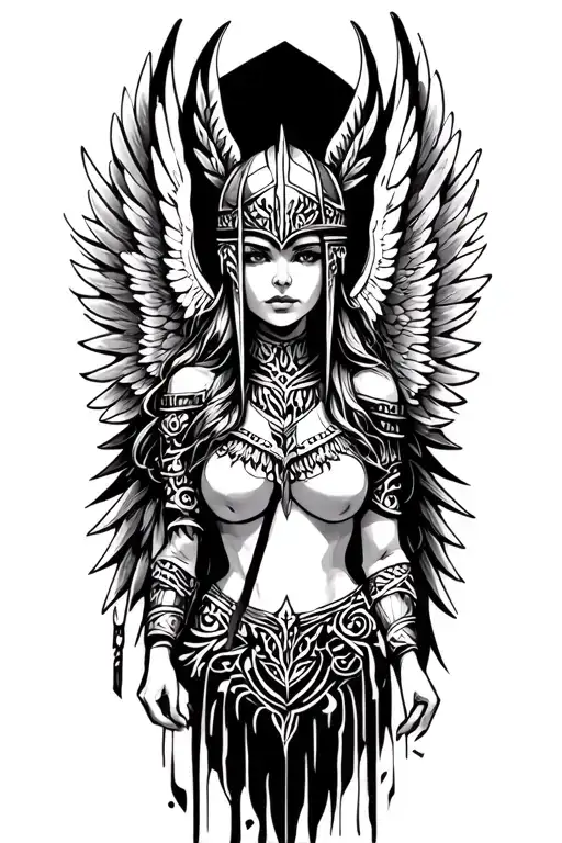 Valkyrie Maiden With Winged Helm With Wings