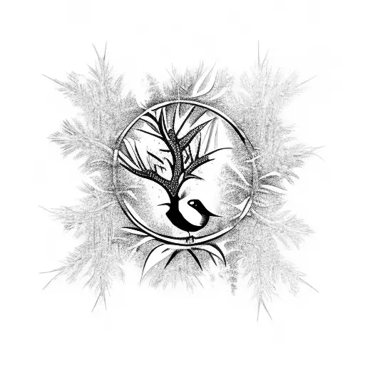 Bird Sit In A Frozen Bough