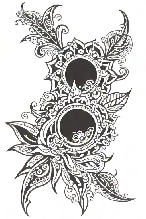 Ornamental Floral Design Combining Elements