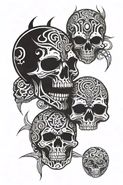 Skulls Covered In Polinisian Alien