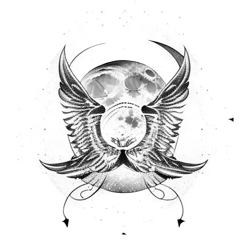 Moon With Hawk Wings