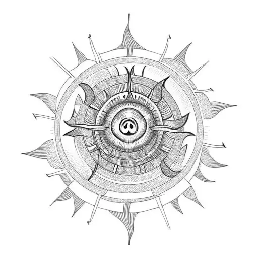 Small But Detailed Circular Sun Tribal Fitted In A Circle