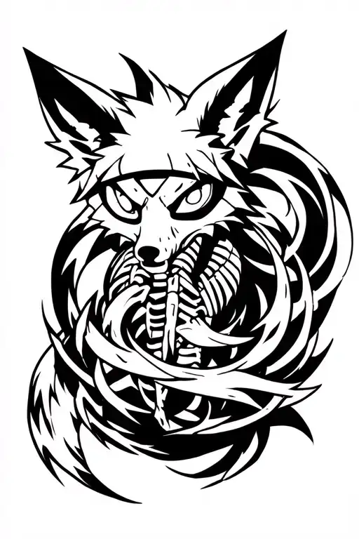 Naruto Wrapped In A Fox Skeleton Of The 9 Tails