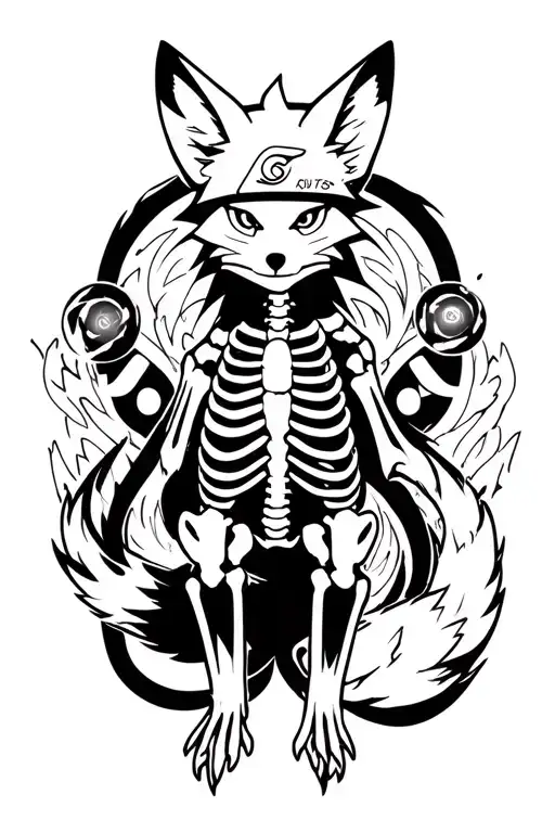 Naruto Wrapped In A Fox Skeleton Of The 9 Tails With Chakra Balls Around
