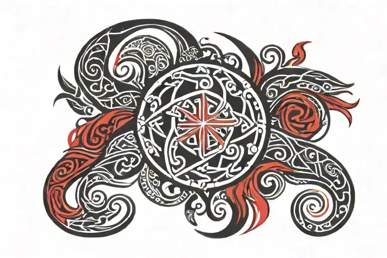 Red And Black Bracelet With The Virgo Symbol In The Middle