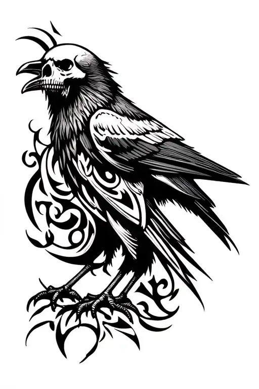 Skull And Raven Standing