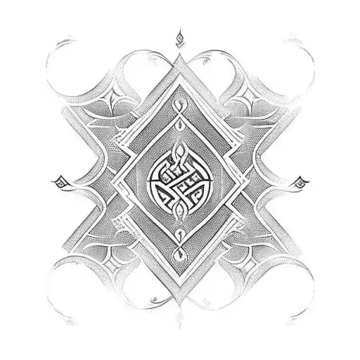 Arabesque Neck Tattoo With The Word Family