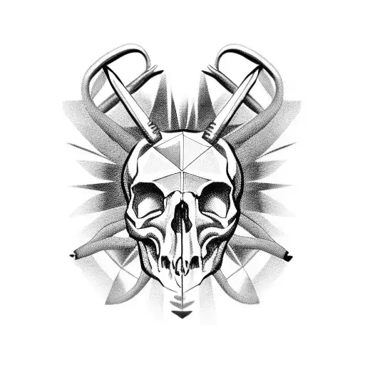 A Human Face With A Aries Skull Over The Head