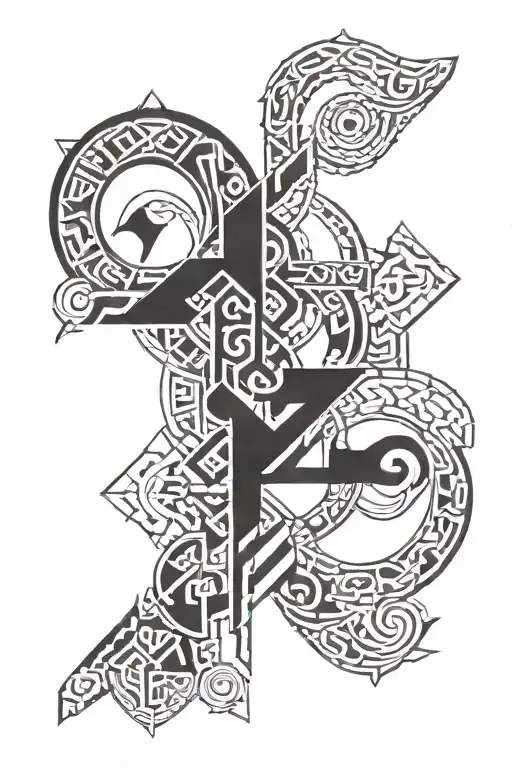 Nordic Runes Negative Black Space