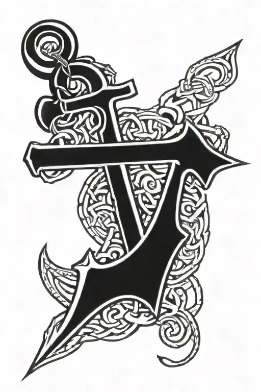 Minimalist Masculine Black And White Tribal Celtic Anchor Tattoo For Stability And Mental Health