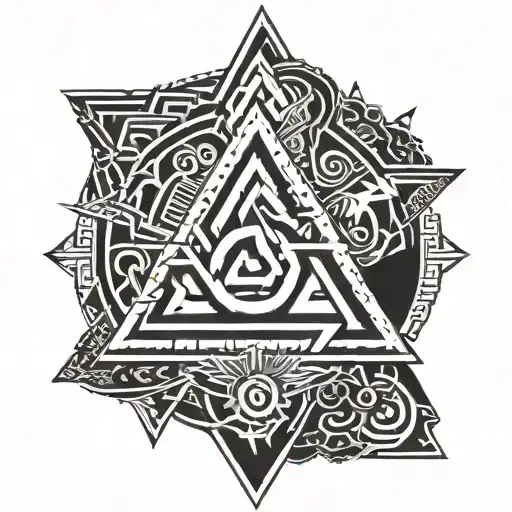 Scandinavian Style With Valknut Symbol And Odin To All Right Foot