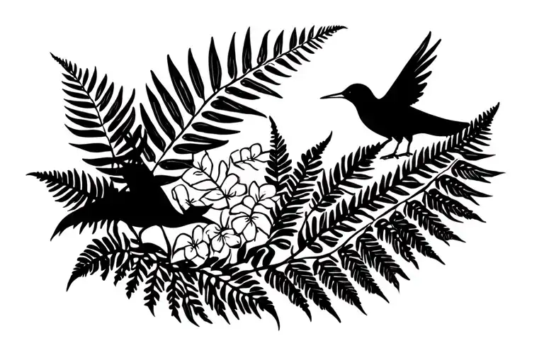 Viloria With Hawaiian Ferns And Hawaiian Birds