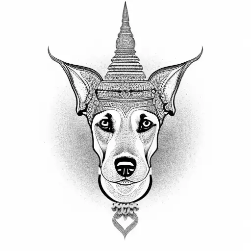 Thai Temple Guardian Doberman Dog Traditional Style