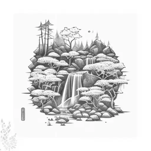 A Serene Waterfall Flowing Through A Lush Forest