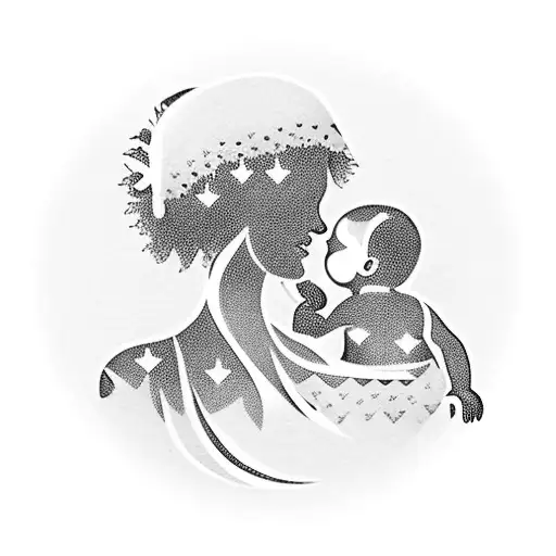 A Beautiful Silhouette Of A Mother Breastfeeding Her Baby Boy