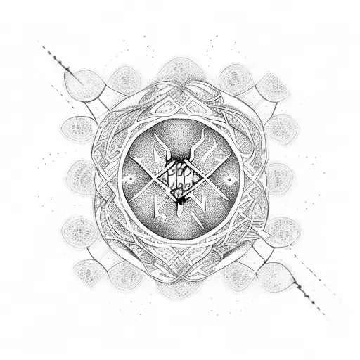 Yggdrasil With Intricate Dotwork Patterns Representing The Different Worlds