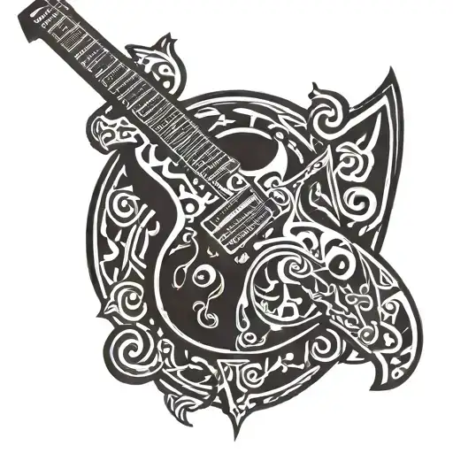 Viking Horns And Guitar And Axe Inspired